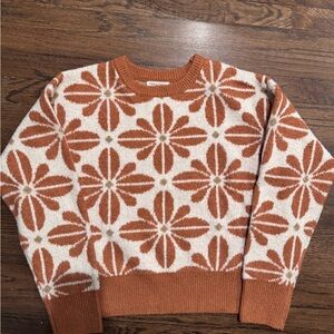 Newbury Kustom Floral Sweater - Orange and Cream